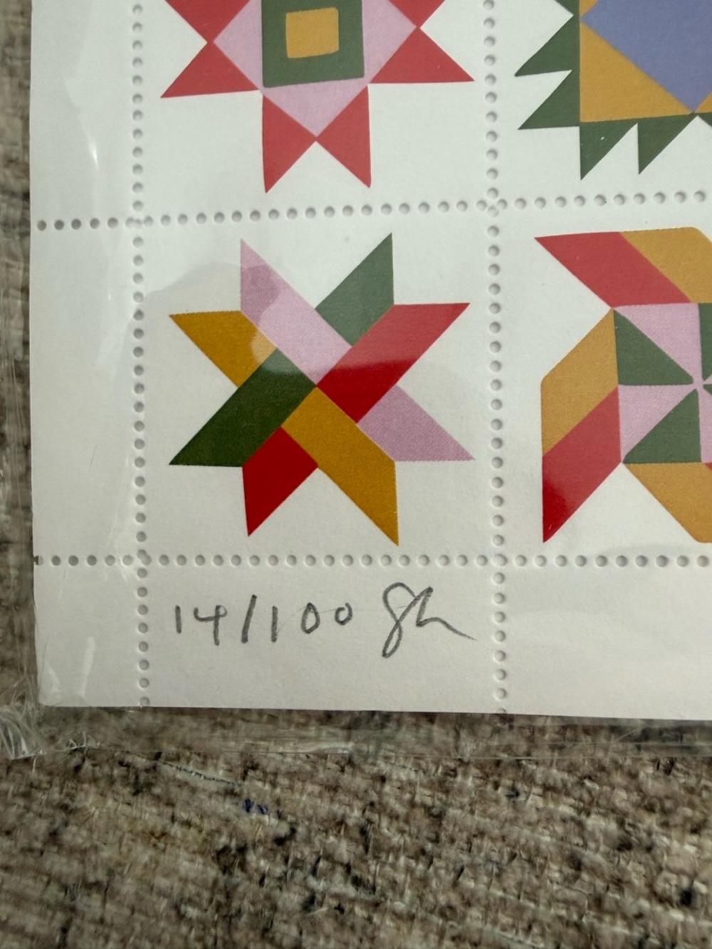 Quilt Block Art Print - Bright Geometric Home Print - Picture 2 of 3